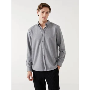 LCW Vision Gri Slim Fit Uzun Kollu Erkek Gömlek