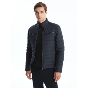 LCW Vision Lacivert Slim Fit Dik Yaka Erkek Deri Görünümlü Mont
