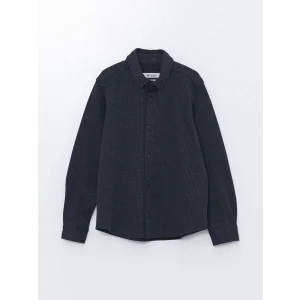 LCW Vision Lacivert Uzun Kollu Dokulu Erkek Çocuk Gömlek