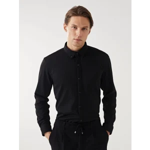 LCW Vision Siyah Slim Fit Uzun Kollu Erkek Gömlek