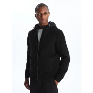 LCW Vision Siyah Standart Kalıp Kapüşonlu Erkek Triko Hırka