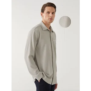 LCW Vision Yeşil Rahat Kalıp Uzun Kollu Erkek Dokulu Gömlek