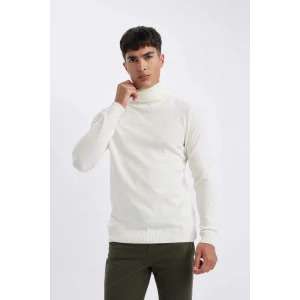 R1124 Slim Fit Dar Kesim Balıkçı Yaka Basic Düz Triko Kazak