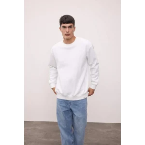 T5139 Oversize Geniş Kalıp Bisiklet Yaka Kalın Kumaş Basic Düz Sweatshirt