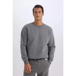 T5139 Oversize Geniş Kalıp Bisiklet Yaka Kalın Kumaş Basic Düz Sweatshirt