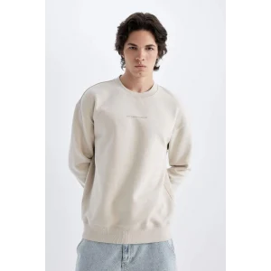 X8282 Boxy Fit Bisiklet Yaka Baskılı Sweatshirt