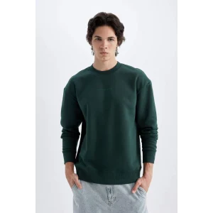 X8282 Boxy Fit Bisiklet Yaka Baskılı Sweatshirt
