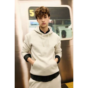 X8283 Regular Fit Kapüşonlu Cepli İçi Yumuşak Tüylü Basic Düz Sweatshirt