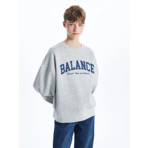 XSIDE ACTIVE Gri Bisiklet Yaka Baskılı Oversize Kadın Sweatshirt