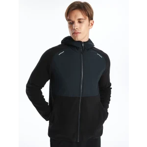 XSIDE ACTIVE Siyah Kapüşonlu Uzun Kollu Polar Erkek Fermuarlı Sweatshirt
