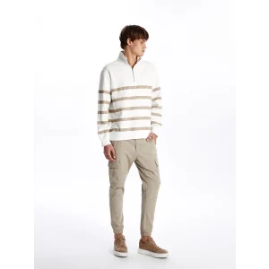 XSIDE Bej Slim Fit Gabardin Erkek Kargo Pantolon