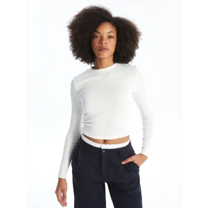 XSIDE Ekru Bisiklet Yaka Düz Uzun Kollu Kadın Body
