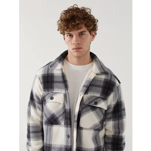 XSIDE Gri Rahat Kalıp Uzun Kollu Ekose Erkek Gömlek Ceket