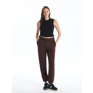 XSIDE Kahverengi Beli Lastikli Kadın Kalın Jogger Eşofman Altı