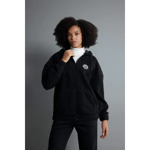 Y2648 Oversize Fit Kapüşonlu Pelüş Hırka