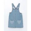 LCW Kids İndigo Kare Yaka Kız Bebek Jean Elbise