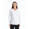 LCWAIKIKI Classic Beyaz Düz Uzun Kollu Kadın Gömlek
