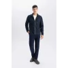 Defacto Lacivert Slim Fit Dar Kesim Polo Yaka Fermuarlı Mevsimlik Baharlık Mont