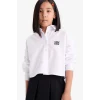 Defacto Beyaz Kız Çocuk Crop Oxford Uzun Kollu Gömlek