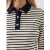 LCWAIKIKI Basic LACİVERT Polo Yaka Çizgili Kadın Tişört