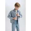 Defacto Mavi Erkek Çocuk Polo Yaka Jean Ceket