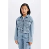 Defacto Mavi Kız Çocuk Pamuklu Jean Ceket