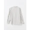 LCW Vision SİYAH Çizgili Uzun Kollu Oversize Saten Kadın Gömlek