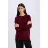 Defacto I6913 Bordo Regular Fit Yumuşak Dokulu Bisiklet Yaka Basic Düz Triko Kazak