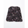 LCW Grace SİYAH Bağlamalı Yaka Çiçekli Kadın Bluz
