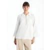 LCWAIKIKI Classic EKRU Gömlek Yaka Aerobin Kadın Bluz