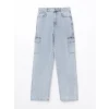 XSIDE MAVİ Wideleg Kadın Kargo Jean Pantolon