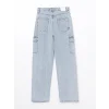 XSIDE MAVİ Wideleg Kadın Kargo Jean Pantolon