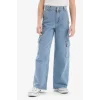 Defacto E2304 Mavi Kız Çocuk Wide Leg Kargo Geniş Bol Paça Jean Pantolon