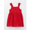 LCW Kids KIRMIZI Kare Yaka Kolsuz Kız Çocuk Elbise