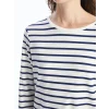 LCWAIKIKI Basic LACİVERT Bisiklet Yaka Çizgili Kadın Tişört