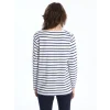 LCWAIKIKI Basic LACİVERT Bisiklet Yaka Çizgili Kadın Tişört