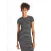 XSIDE SİYAH Bisiklet Yaka Çizgili Kısa Kollu Kadın Bodycon Elbise
