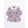 LCW Kids PEMBE Bebe Yaka Ekose Desen Flanel Kız Çocuk Elbise