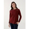 LCW Grace BORDO Bisiklet Yaka Desenli Kadın Bluz