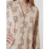 LCW Young BEJ Gömlek Yaka Desenli Kadın Pijama Takımı