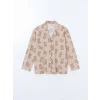 LCW Young BEJ Gömlek Yaka Desenli Kadın Pijama Takımı