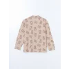 LCW Young BEJ Gömlek Yaka Desenli Kadın Pijama Takımı