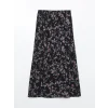 LCW Grace SİYAH Beli Lastikli Çiçekli Kadın Etek