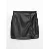 XSIDE SİYAH Beli Fermuarlı Deri Görünümlü Kadın Etek