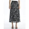 LCWAIKIKI Classic SİYAH Beli Lastikli Desenli Pileli Kadın Etek
