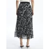 LCWAIKIKI Classic SİYAH Beli Lastikli Desenli Pileli Kadın Etek