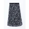LCWAIKIKI Classic SİYAH Beli Lastikli Desenli Pileli Kadın Etek