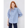 LCW Vision MAVİ Çizgili Oversize Poplin Kadın Gömlek