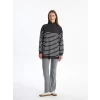LCW Modest GRİ Dik Yaka Çizgili Kadın Sweatshirt Tunik