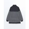 LCW Modest GRİ Dik Yaka Çizgili Kadın Sweatshirt Tunik
